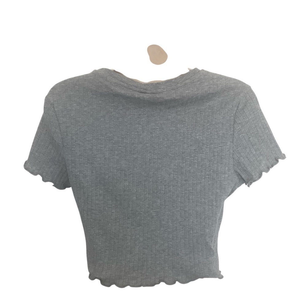 NWT Shein Gray Crew Neck Ribbed Stretch Size Large Crop Top - Picture 3 of 7